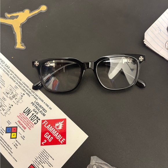 Chrome Hearts Black Glasses with Silver Accents
